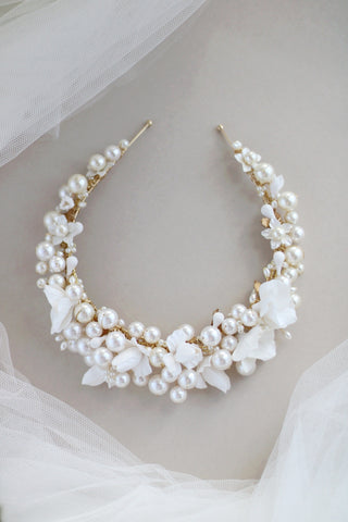 handmade statement pearl wedding crown