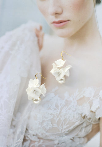 handcrafted clay flower earrings for the bride