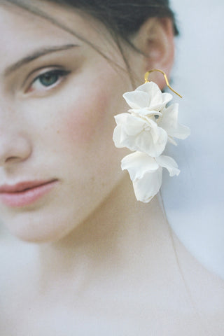 luxury handcrafted clay flower earrings for bride