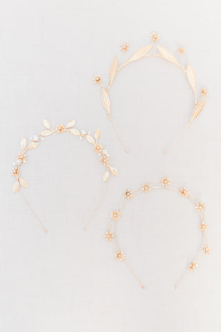 delicate gold bridal crowns by megan therese