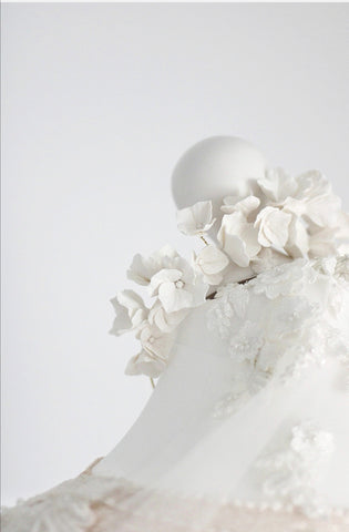 handcrafted clay flower bridal crown by megan therese