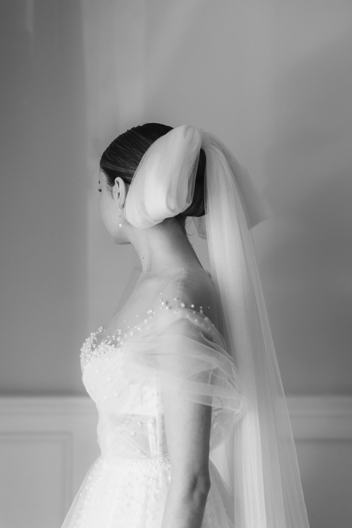 Wren  pearl ivory bridal veil - Megan Therese Couture