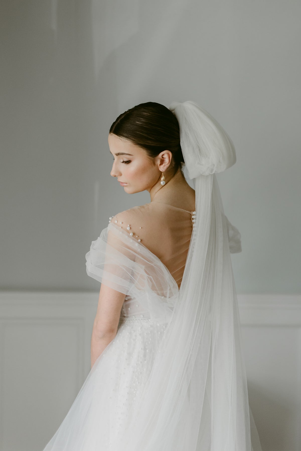 Wren  pearl ivory bridal veil - Megan Therese Couture