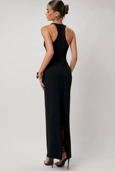 Forever Black Luxe Deep Plunge Tie Side Sequin Illusion E, Nazz  Collection