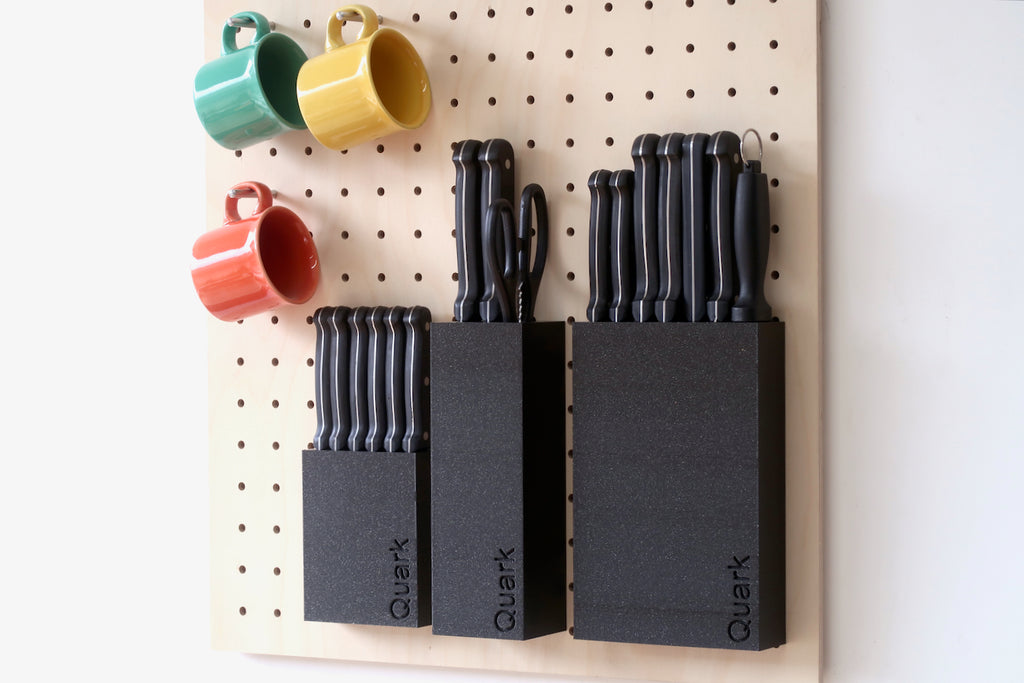 Pegboard set knives create an ergonomic workspace