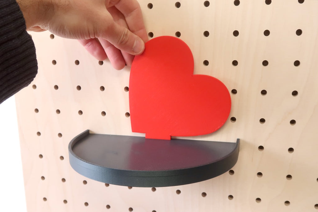 interchangeable heart shelf for Pegboard