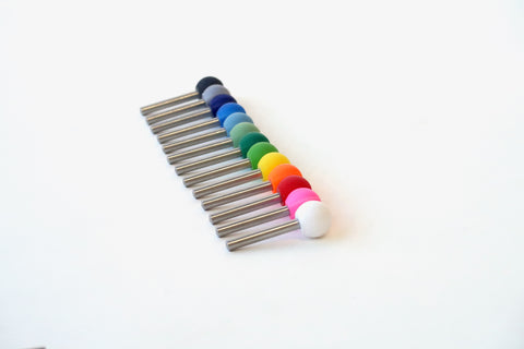 Steel pins with colored balls