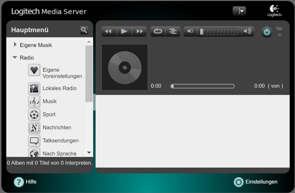 Logitech Media Server - Web Interface