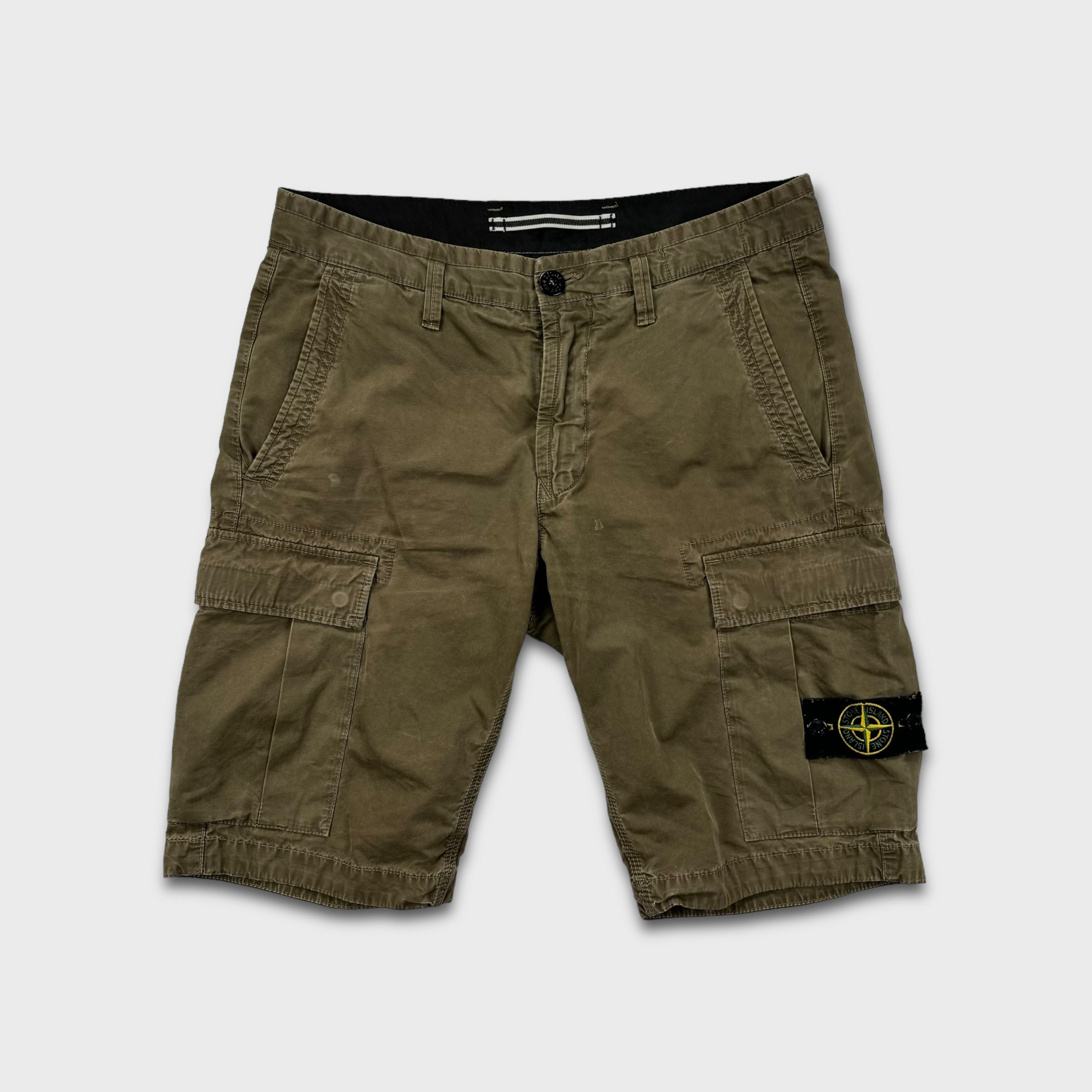 image of Stone Island Olive Cargo Shorts W30