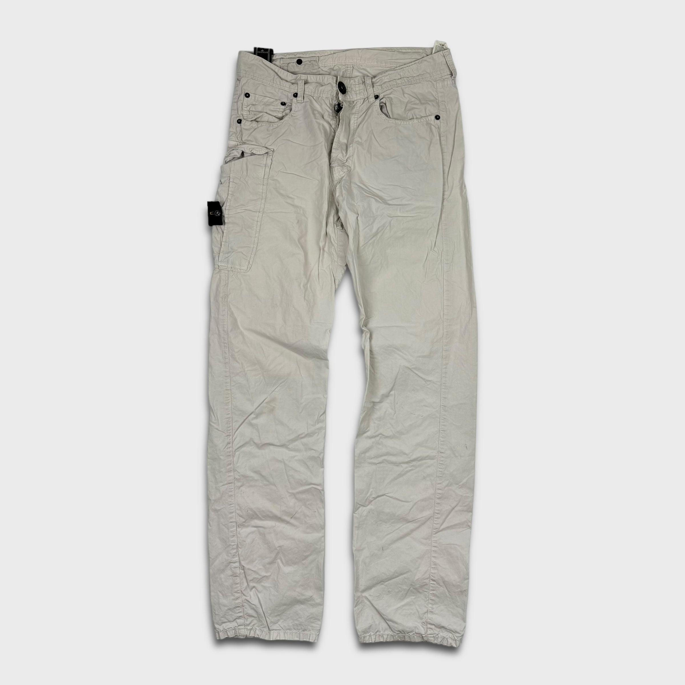 image of Stone Island Straight Leg White Cargo Pants W28