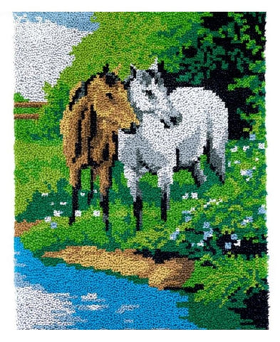 Lovely Lust Rug Making Latch Hooking Kit | Two Horses At Lake