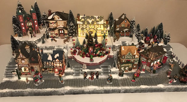 Christmas Village House with Snowman and LED Lights