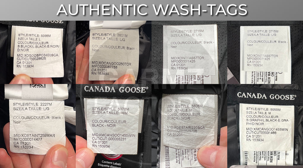 Canada Goose Authentic Wash Labels Examples