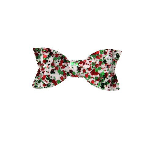 3 inch Red & Green Glitter Claire Bow