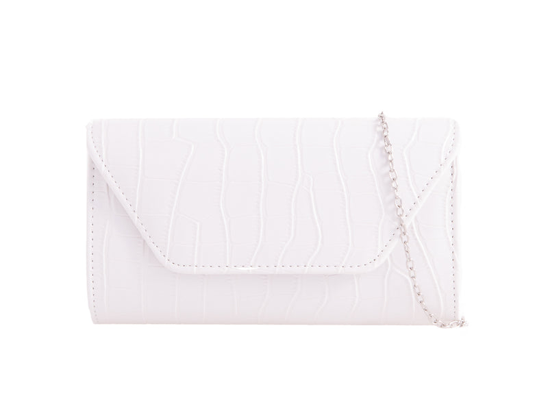 grey patent clutch bag