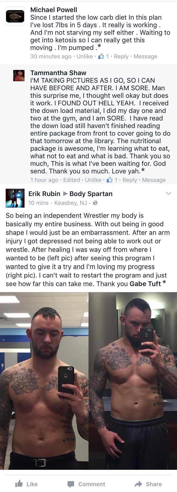 Body Spartan Genesis Workout Plan before and after testimonials