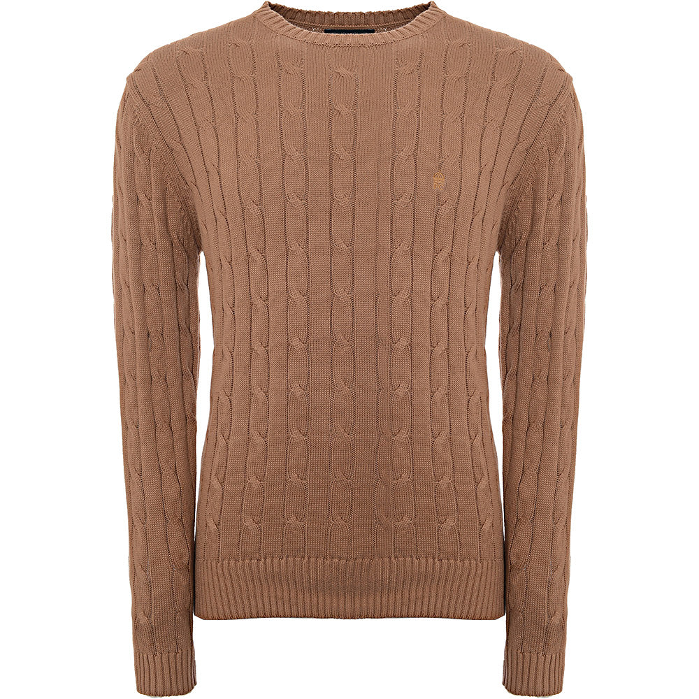 French Connection Men's Camel Logo Cable Knit Jumper