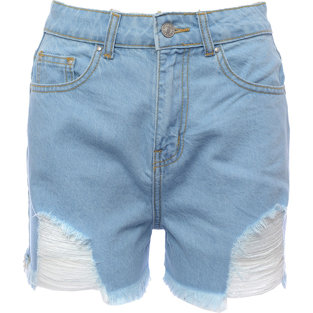 I Saw It First Womens Distressed Denim Shorts