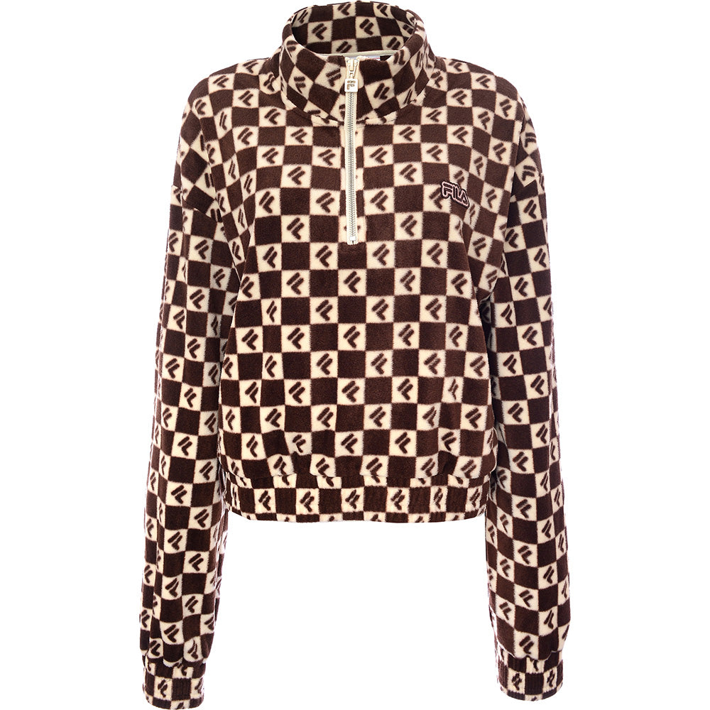 Fila Womens Brown Retro Print Half Zip Sweatshirt