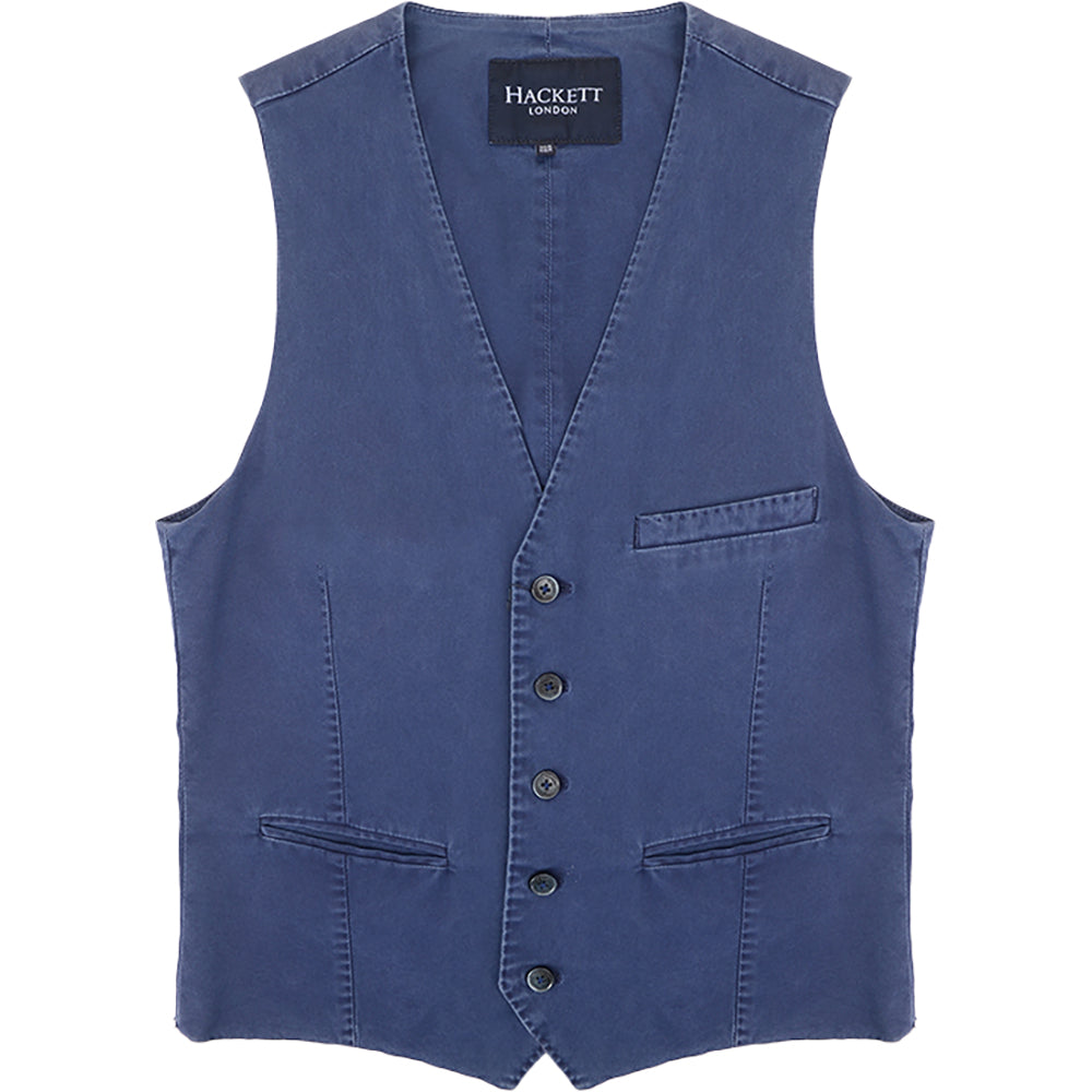 Hackett London Mens Tricotine Waistcoat in Blue