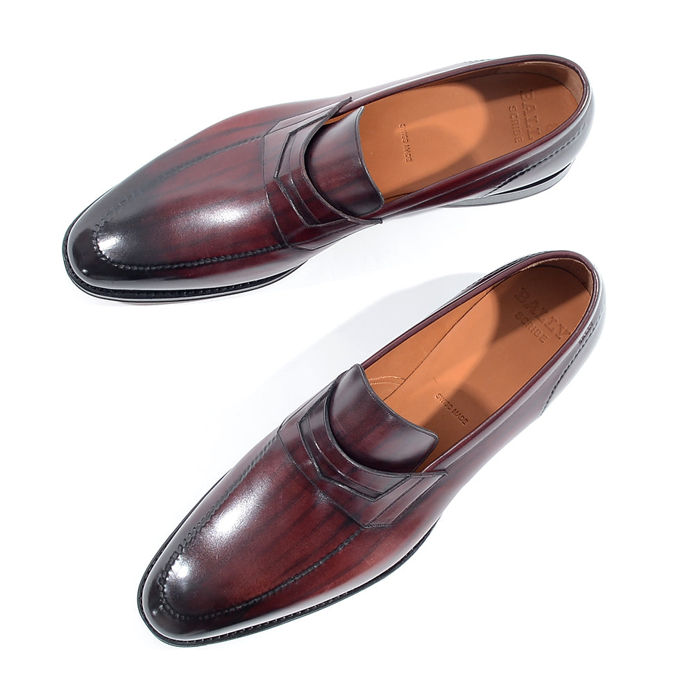 Bally Mens Slip on Smart Shoes in Burgundy