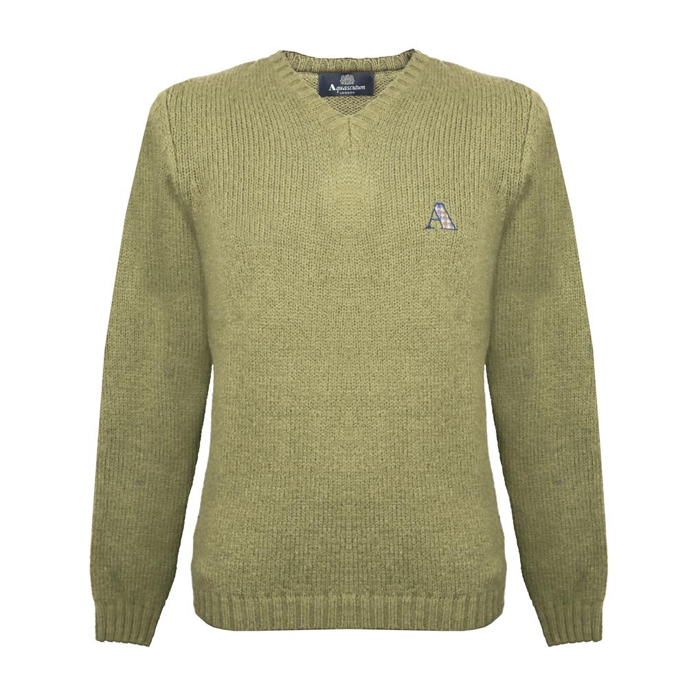 Aquascutum Mens V-Neck Knitwear Jumper in Yellow