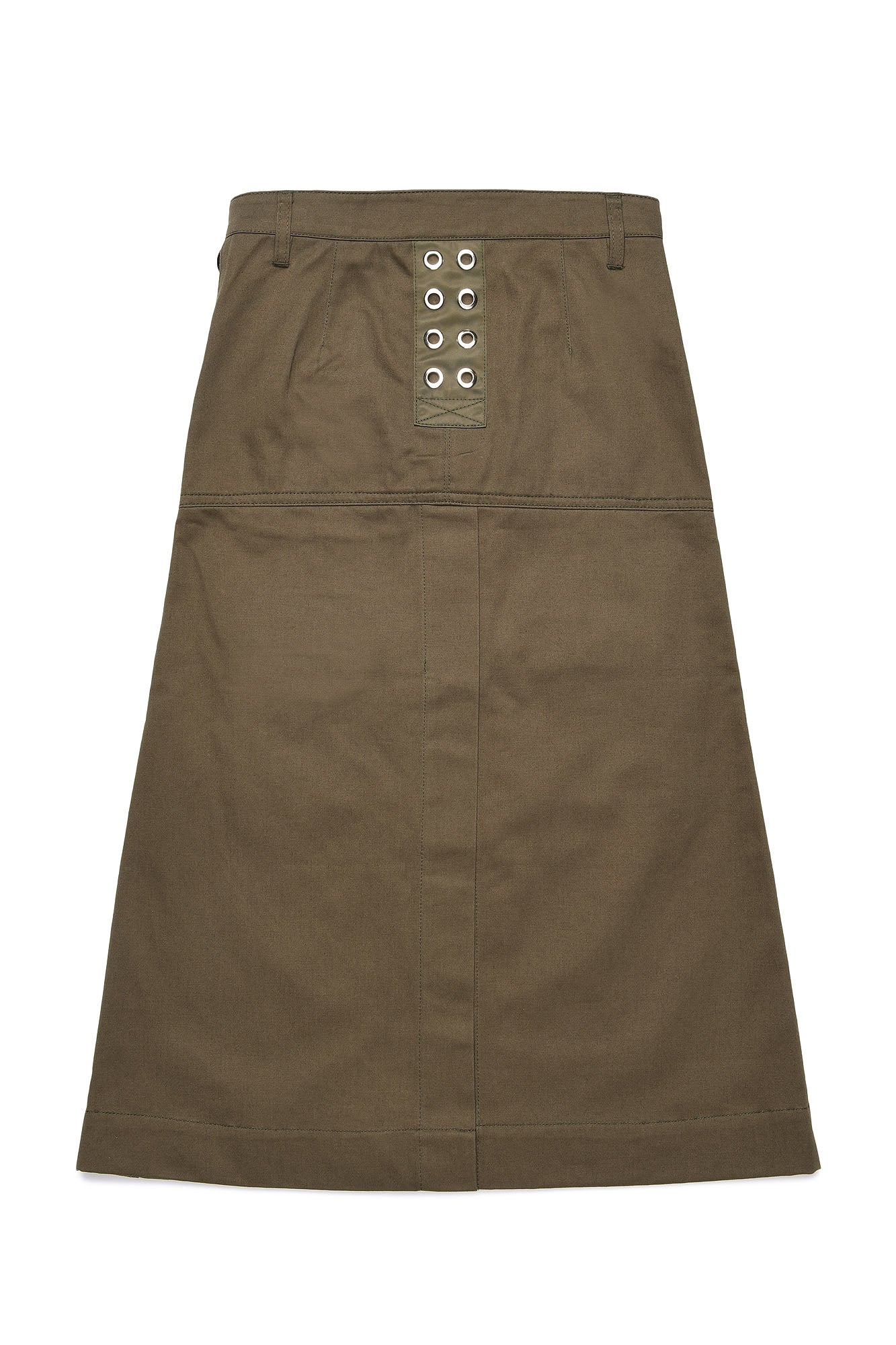 Khaki Long Skirt with Several Compartments