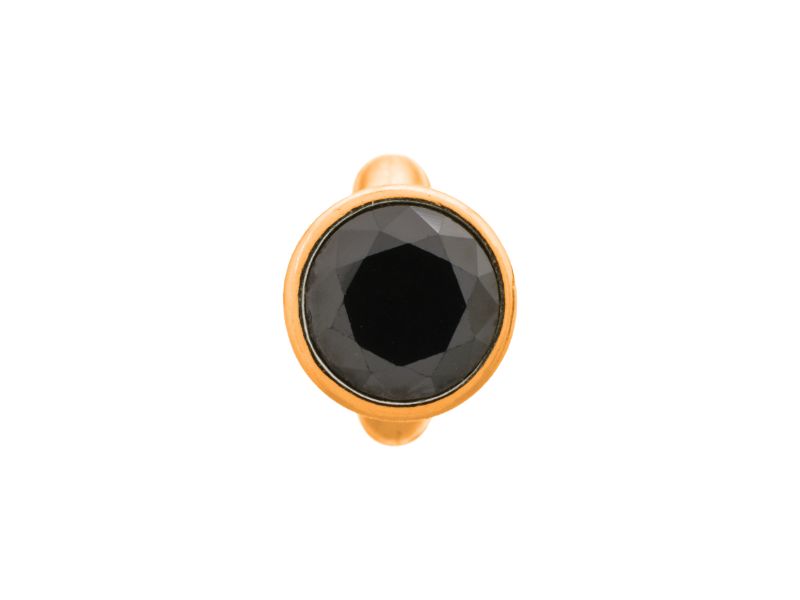 Endless Jewellery Round Black Dome Gold Charm