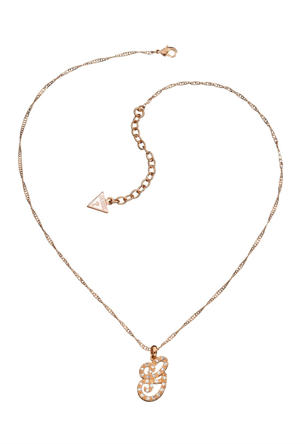 Guess ID Ladies Rose Gold Logo Necklace