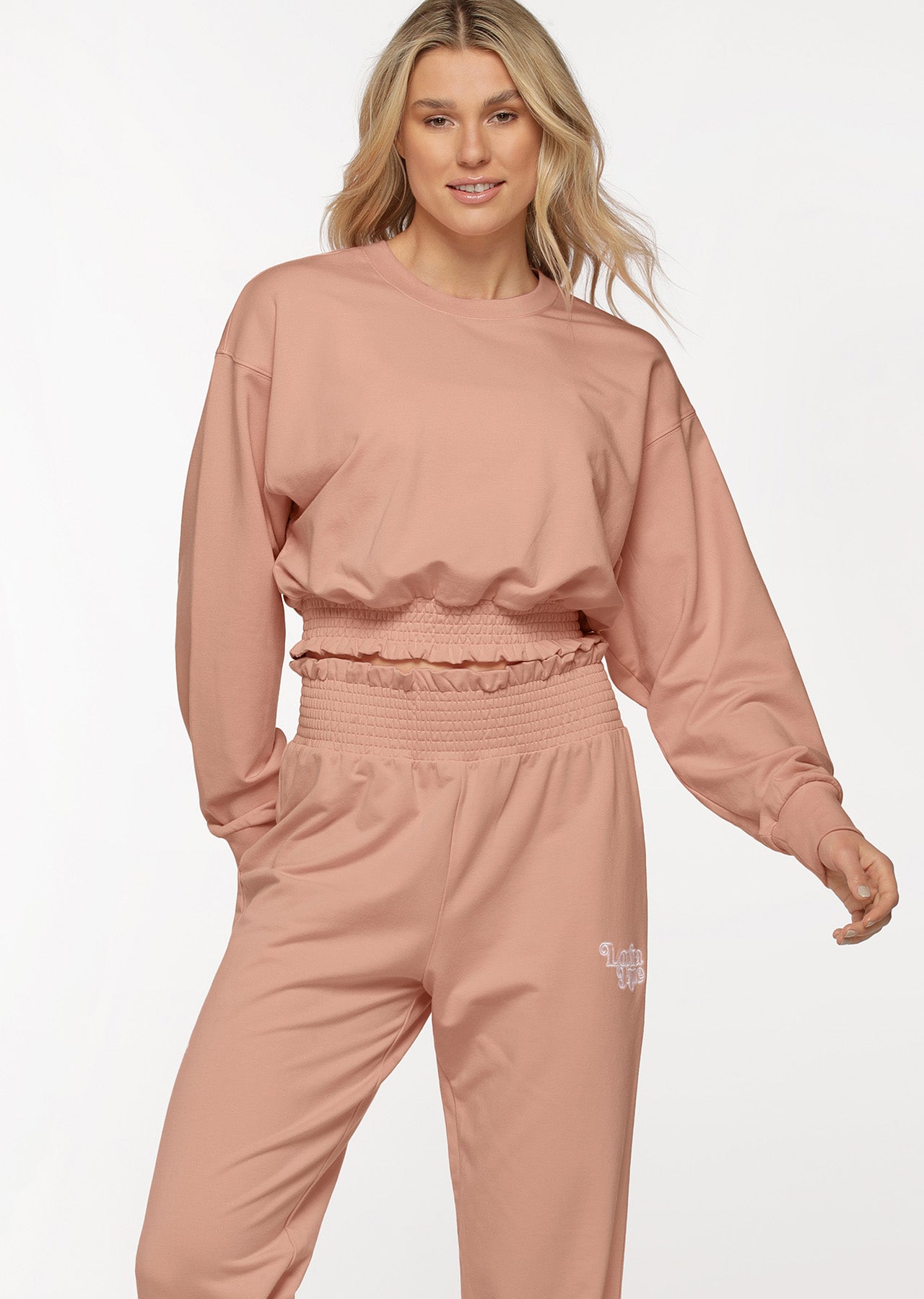 Lorna Jane Sunlight Shirred Sweat in Ballerina