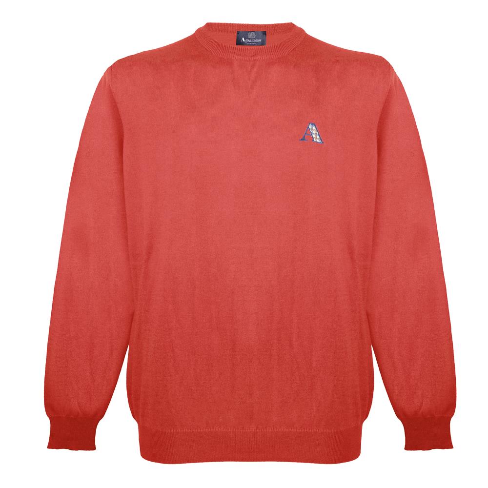 Aquascutum Mens Long Sleeved Knitwear Jumper with Logo in Orange