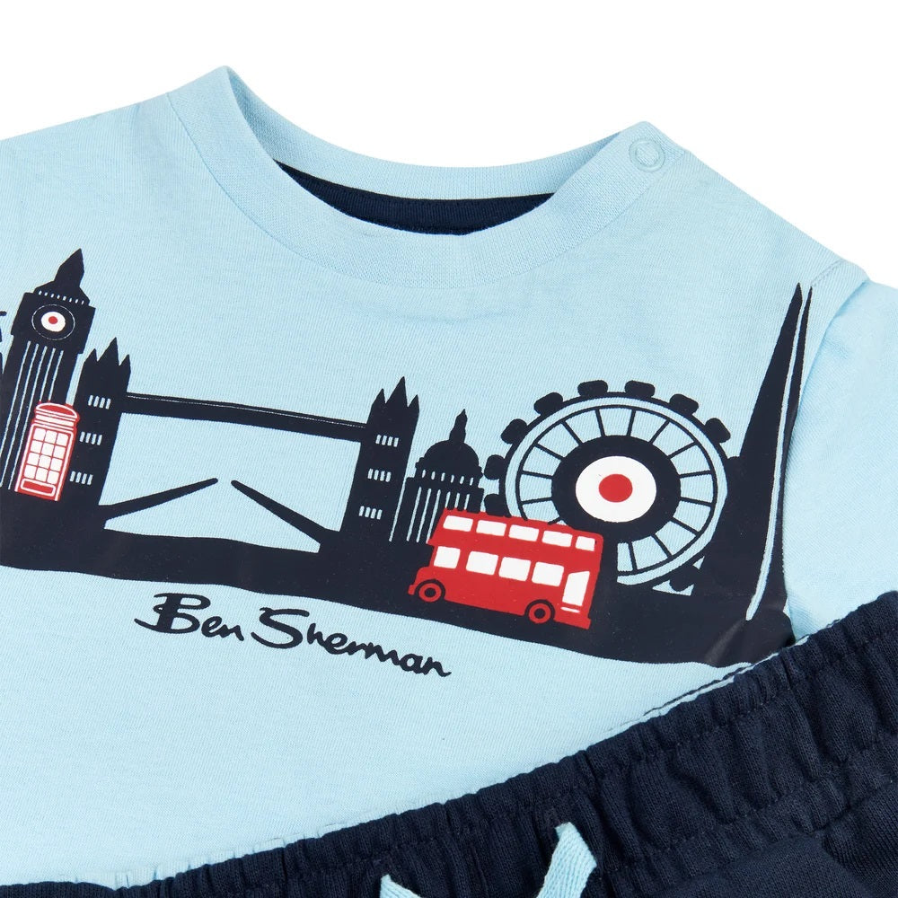 Ben Sherman Boys Cityscape T-Shirt and LB Short in Navy