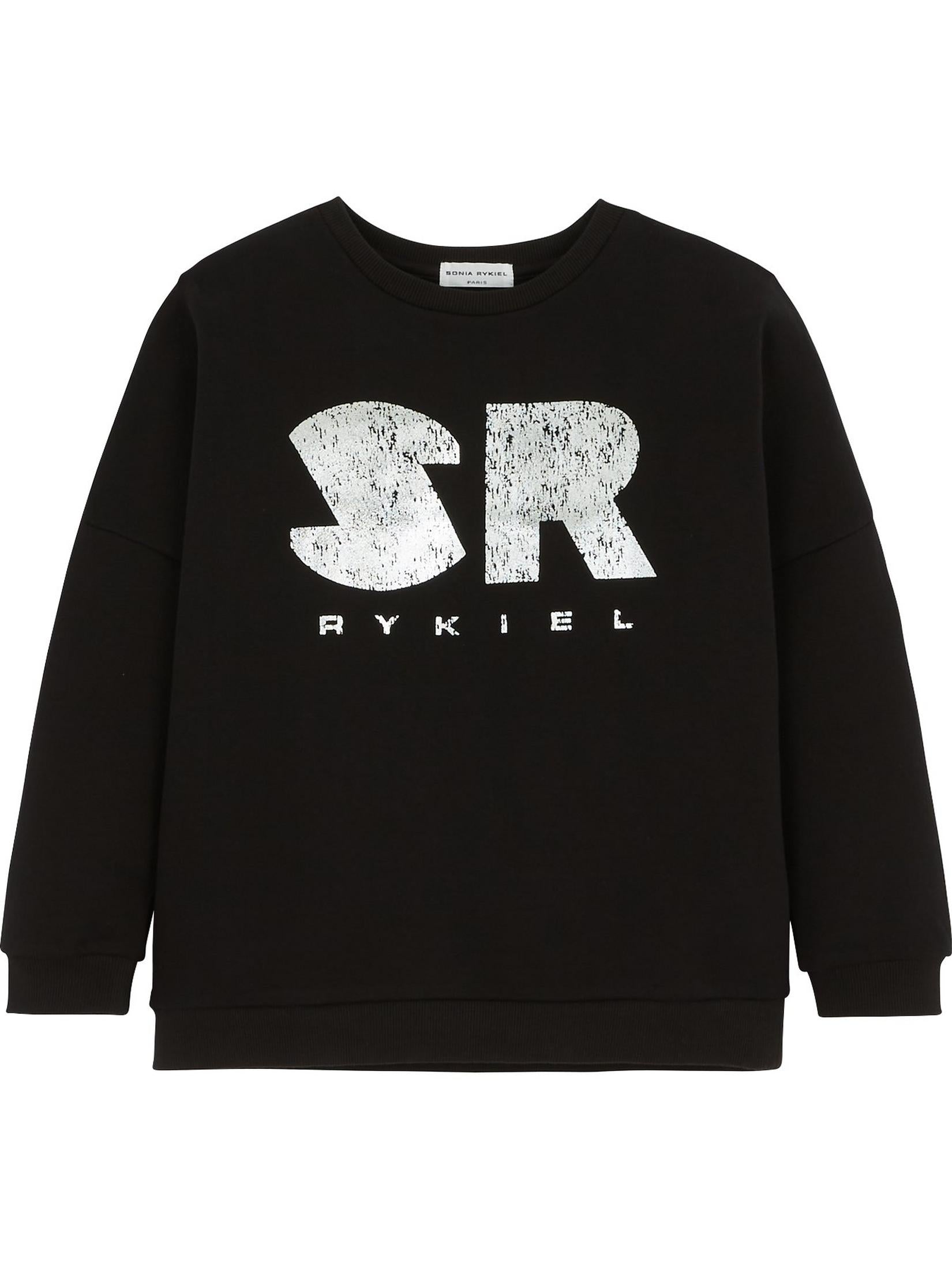 Girls Sonia By Sonia Rykiel Sequin Sr Logo Sweatshirt in Black