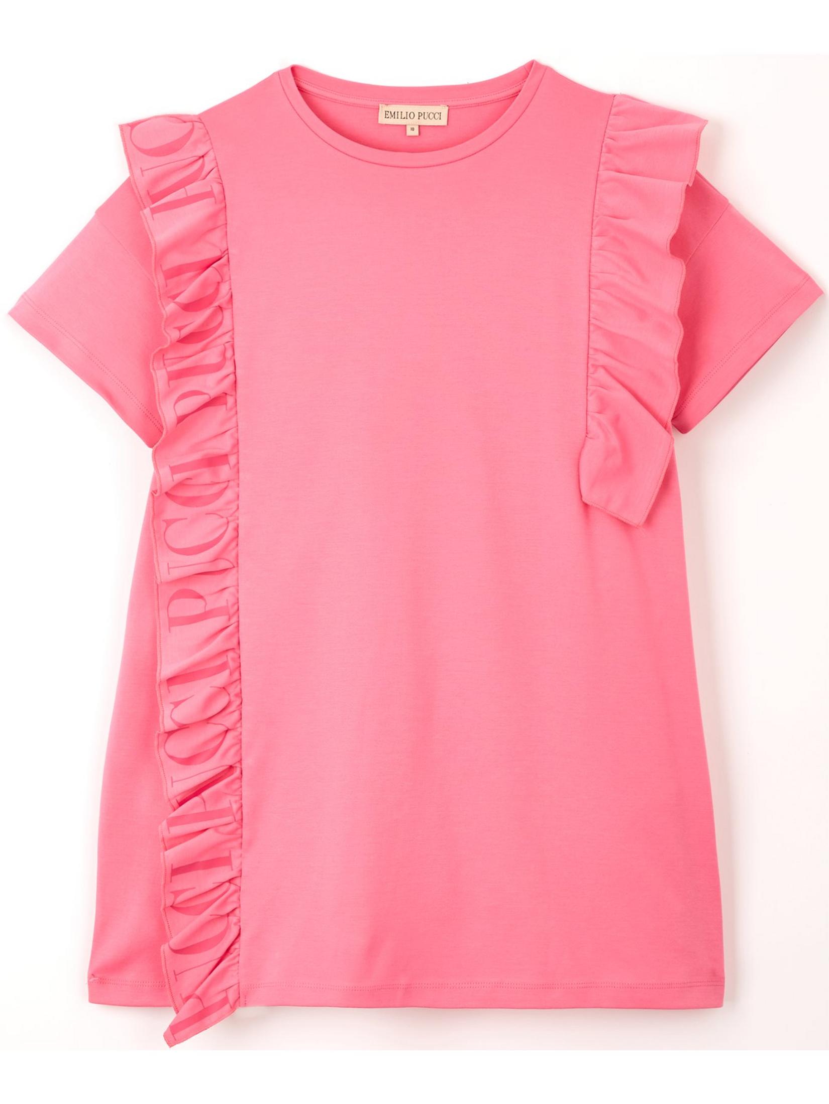 Kids Emilio Pucci Girl Frill Detail Short Sleeve Tops in Pink