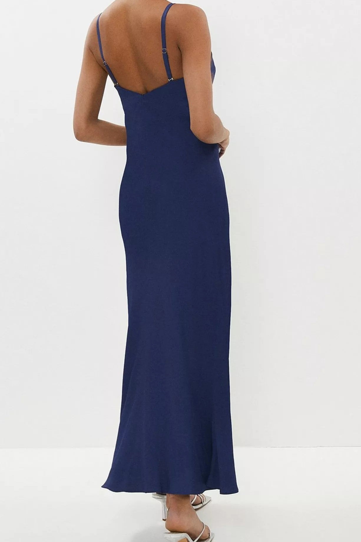 Coast Womens Strappy V Back Slip Dress in Navy