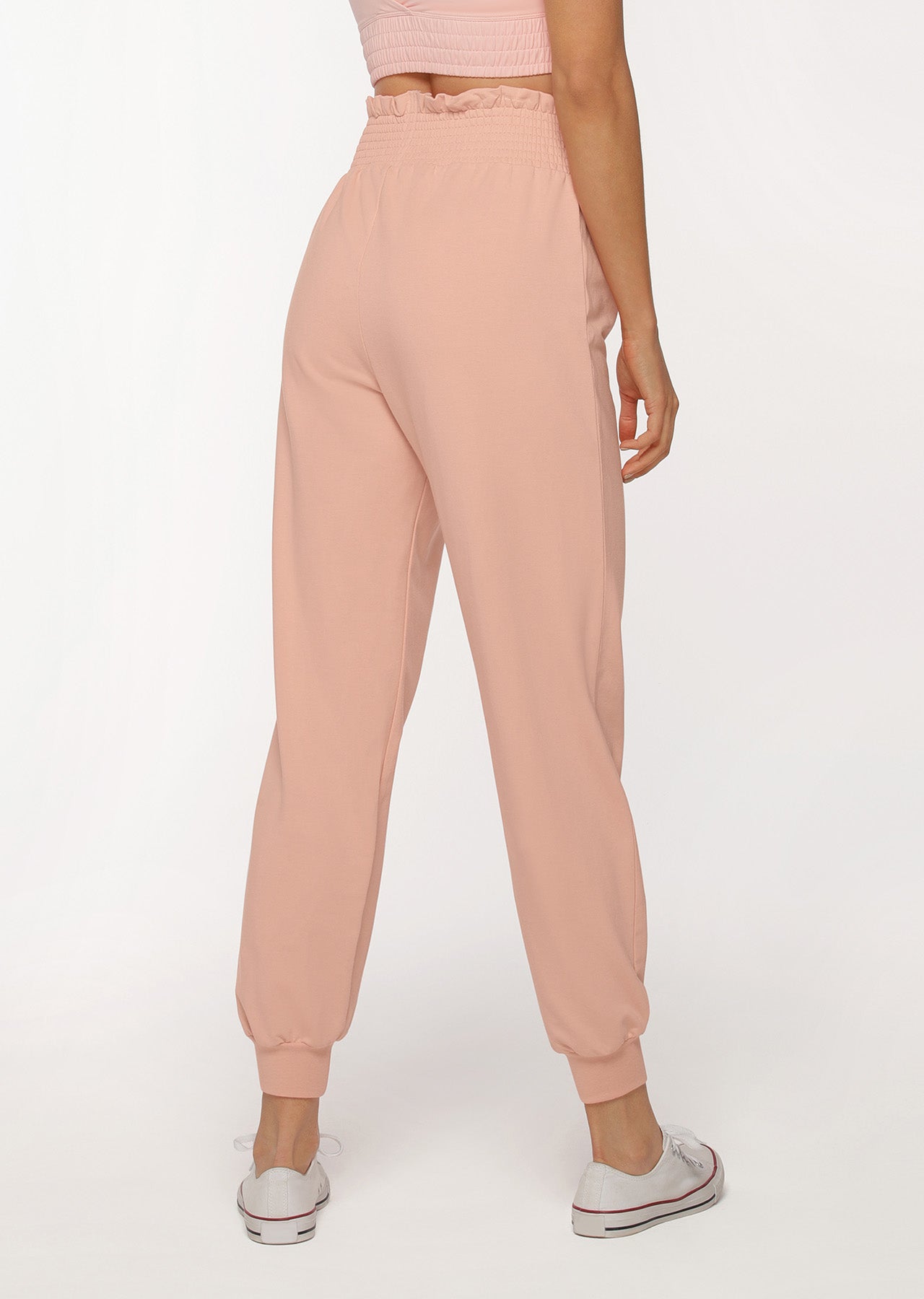 Lorna Jane Sunlight Shirred Lounge Jogging Bottoms in Ballerina Pink