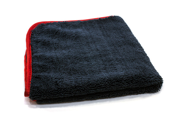 Duo-Plush 600 Microfiber Towel - Gray w/ Red Silk Edges - 16 x 16