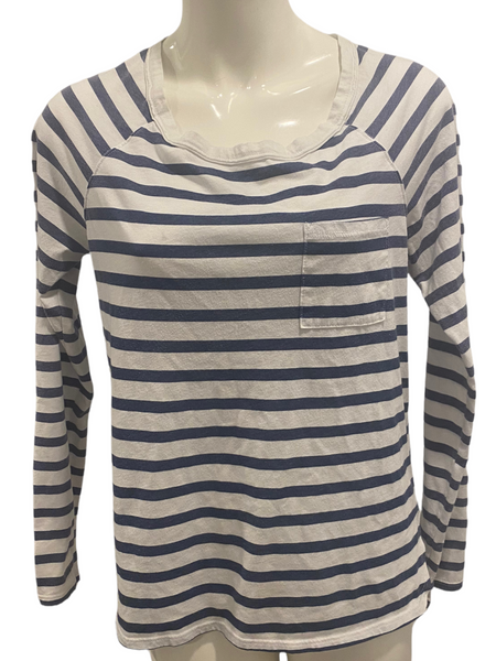 SPLENDID $78.00 Blue & White Stretch Knit LS Top Size Large L