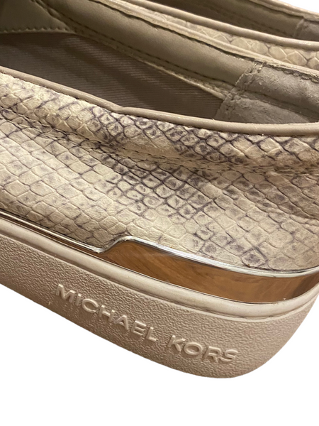 MICHAEL KORS White Leather Snake Print Slip on Shoes with Rubber Outso –  Sarah's Closet