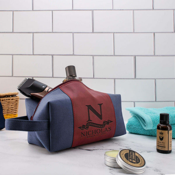 Groomsmen Gift Monogrammed Toiletry Bag, Canvas Dopp Kit Shaving