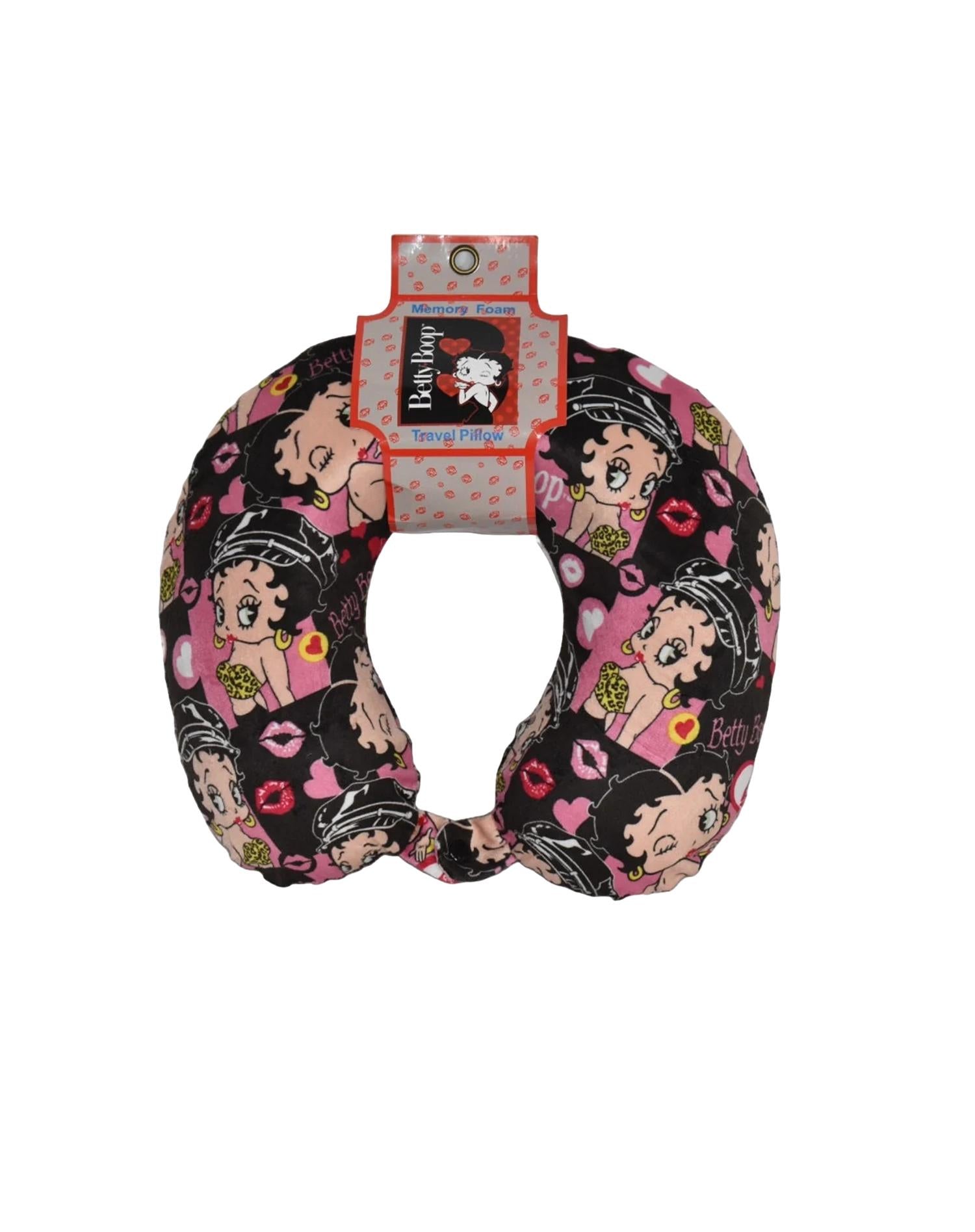 Betty Boop Travel Neck Pillow In Black Multi