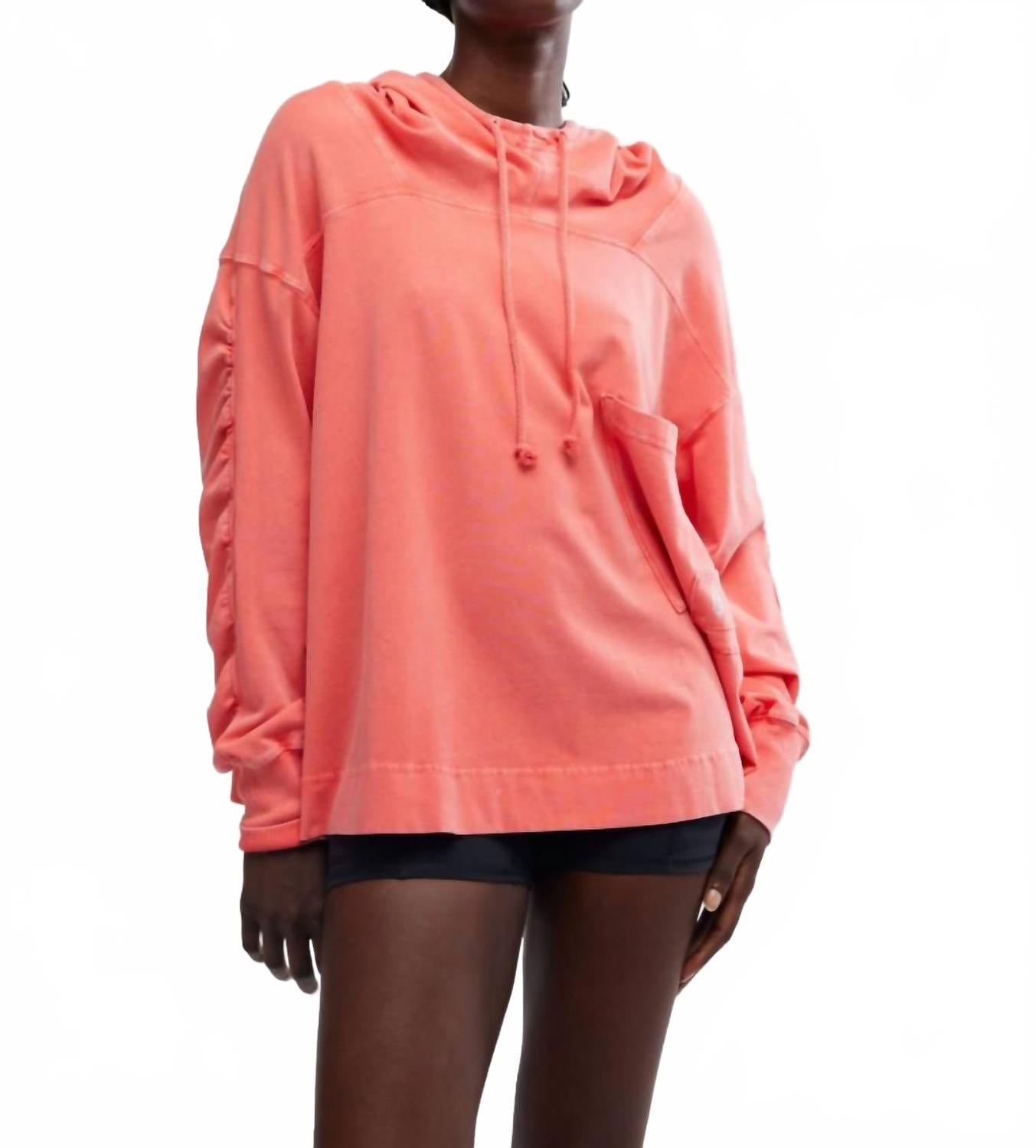 Free People Hot Shot Hooded Layer Coddy In Hibiscus In Pink