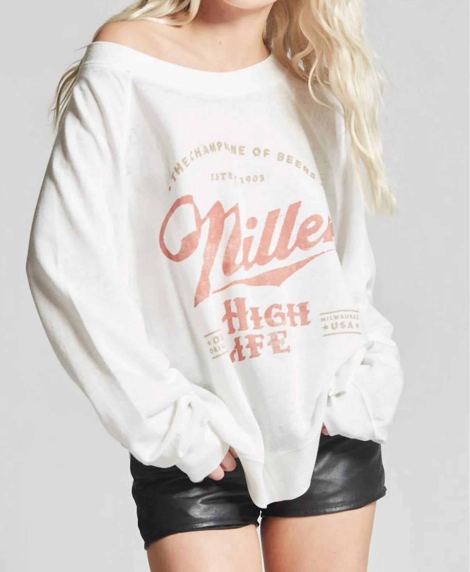 Shop Recycled Karma Miller High Life Logo Sweatshirt In White