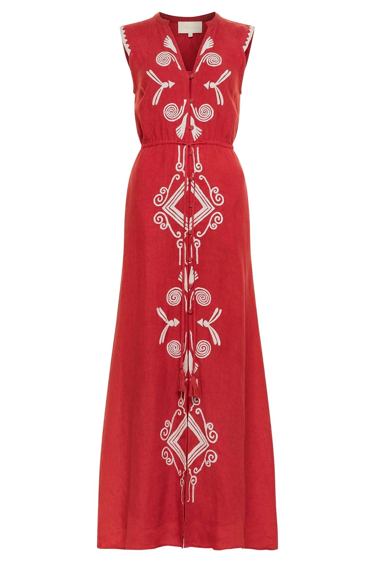 Carolina K Sleeveless Yvonne Dress In Salsa In Red