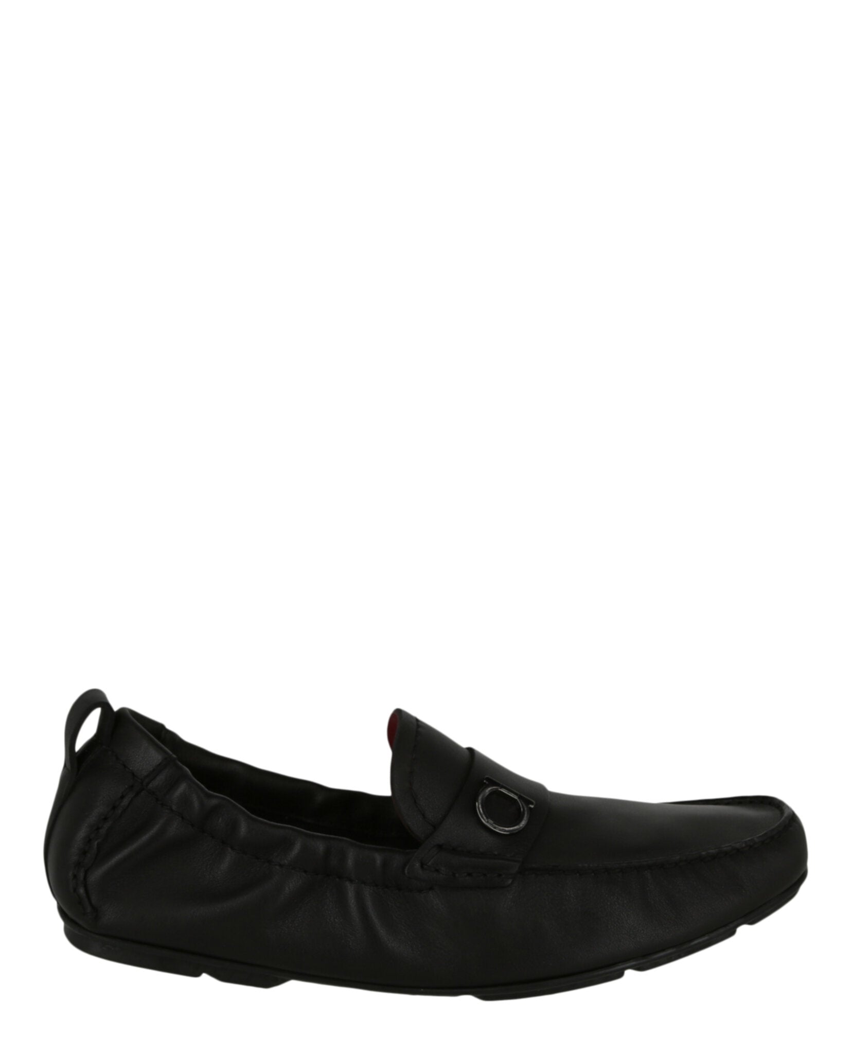 Shop Ferragamo Panarea Leather Loafers In Black