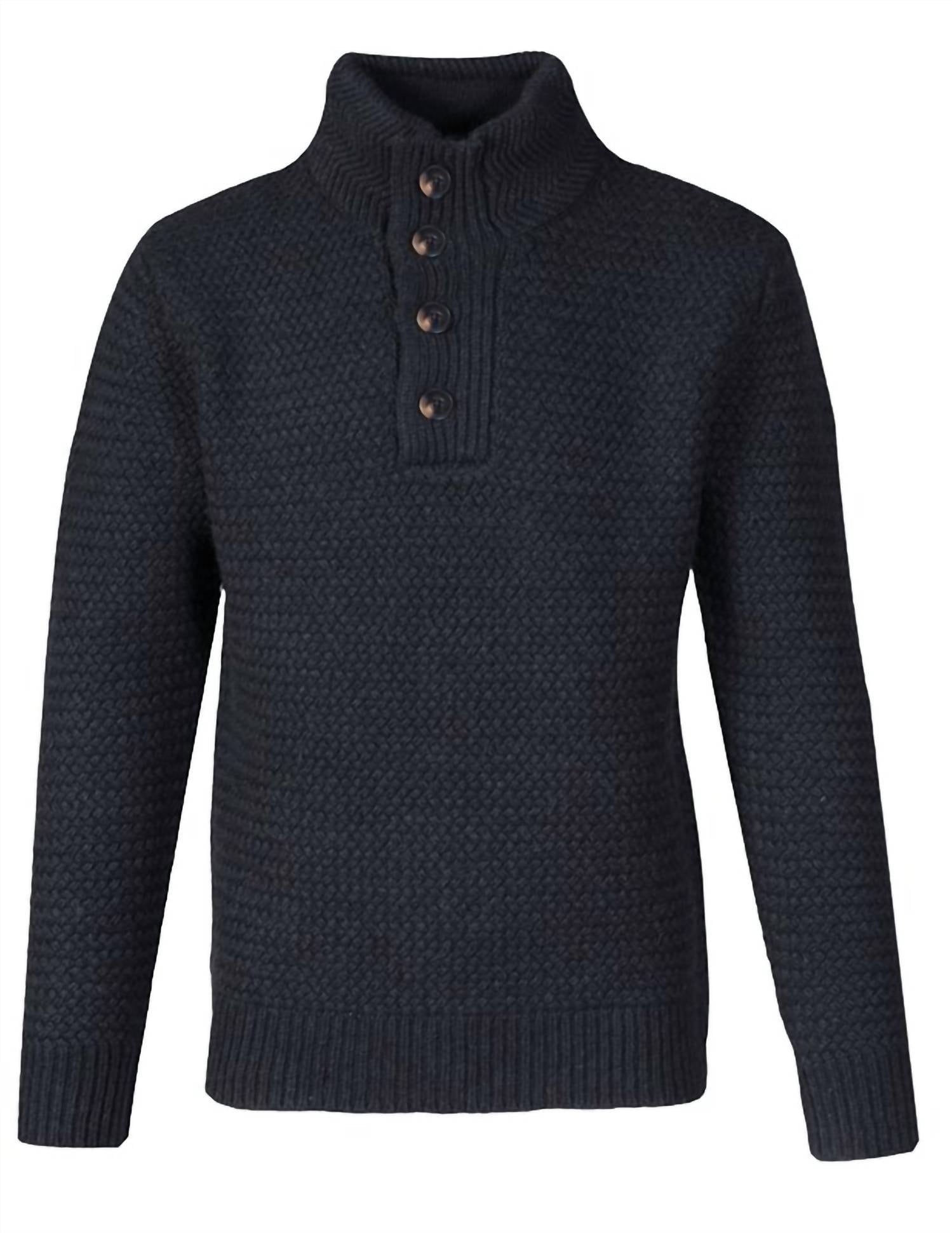Shop Schott Men's Funnel Neck Military Sweater In Black In Blue