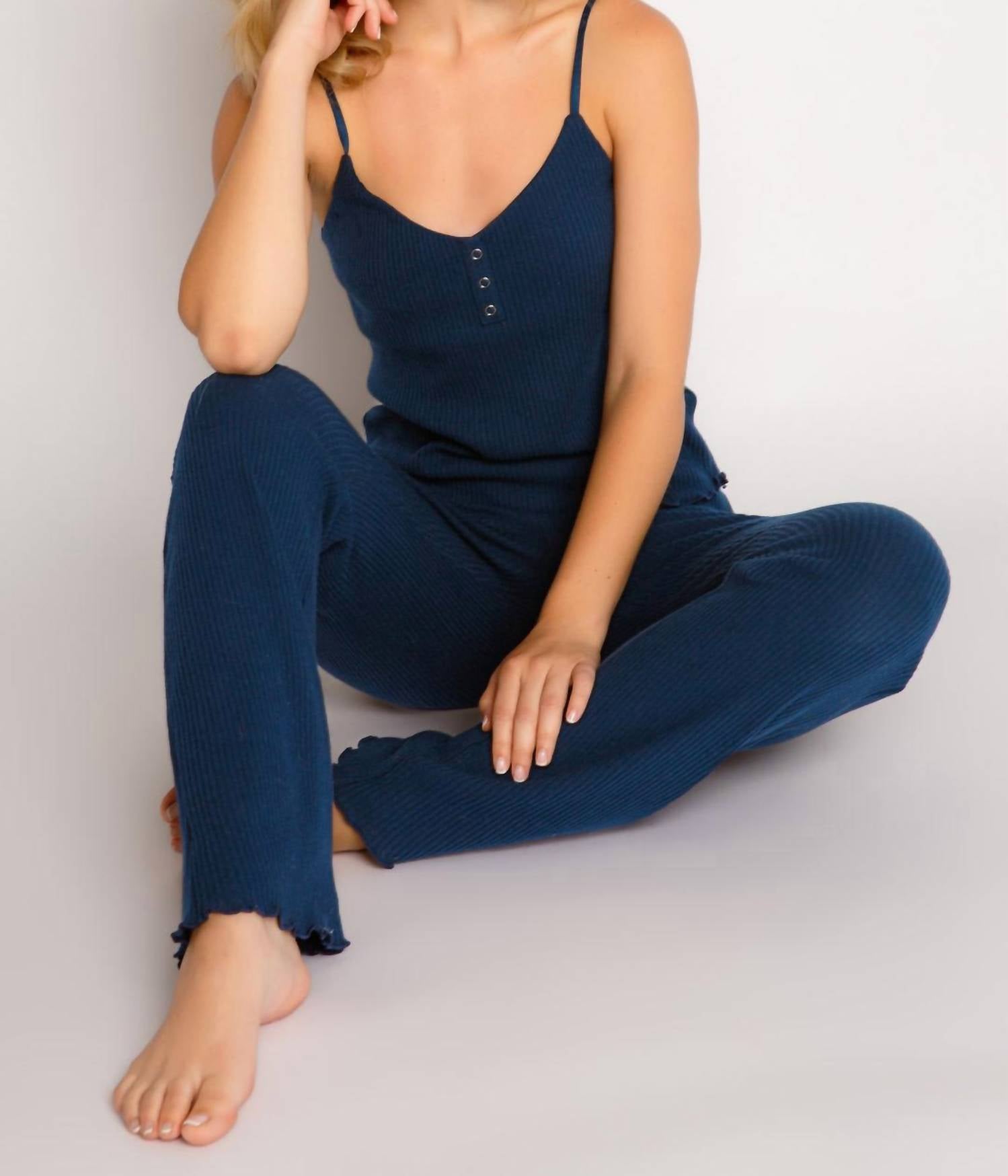 Shop Pj Salvage Reloved Rib Cami In Navy In Blue