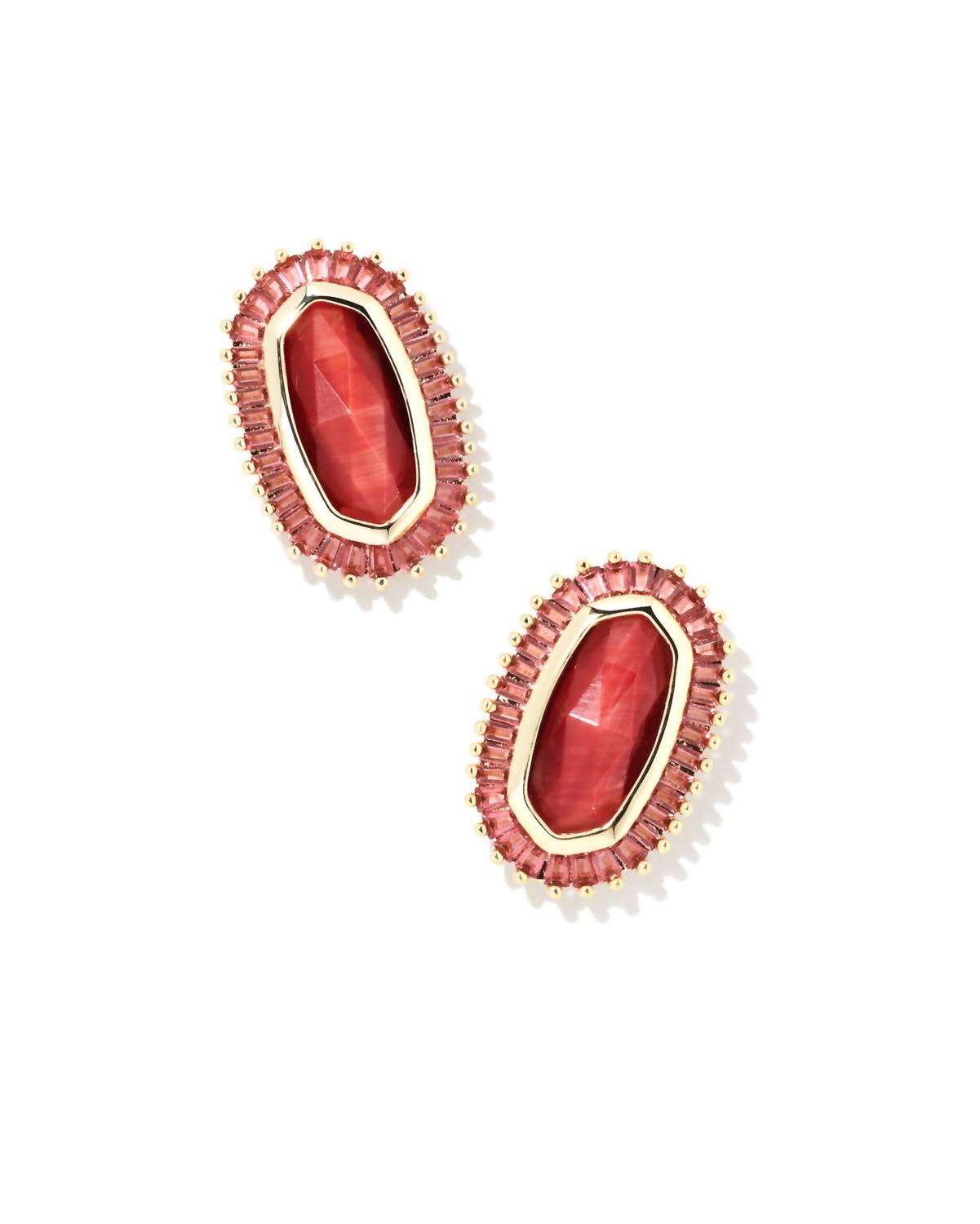 Shop Kendra Scott Baguette Elle Stud Earrings In Red Mix