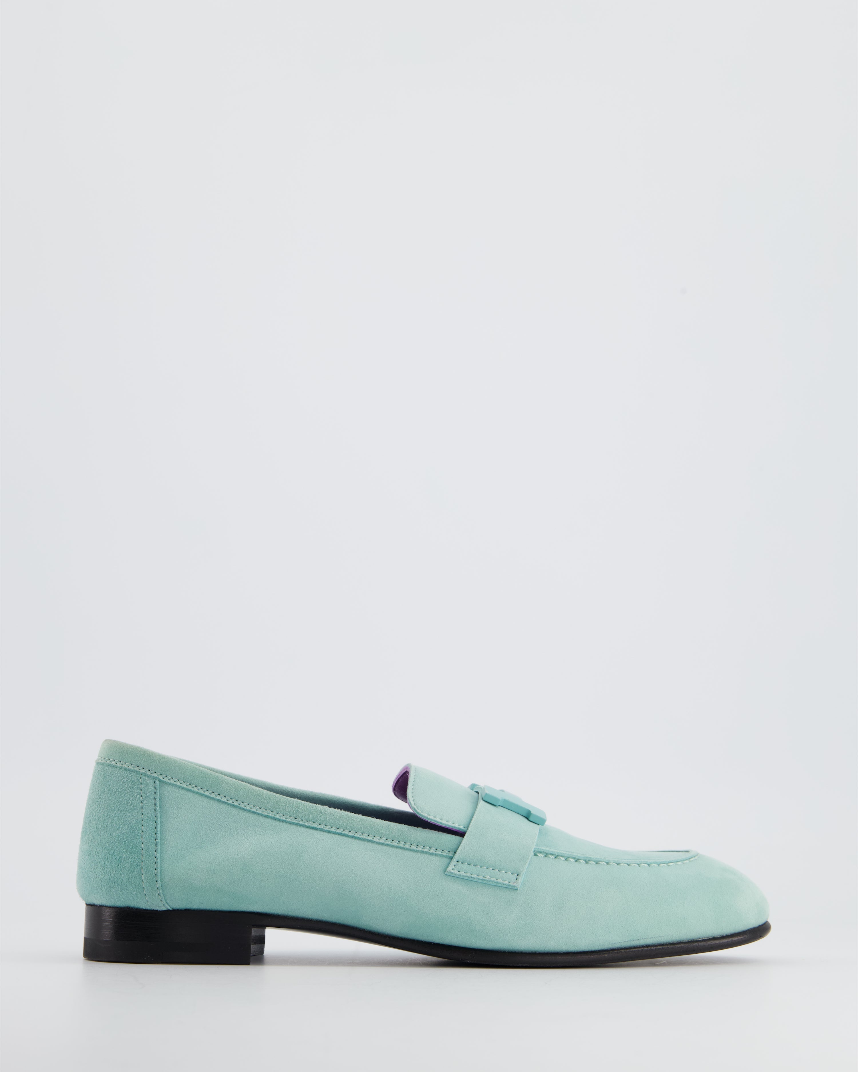 Hermes Suede Paris Loafer In Vert Embrun In Blue