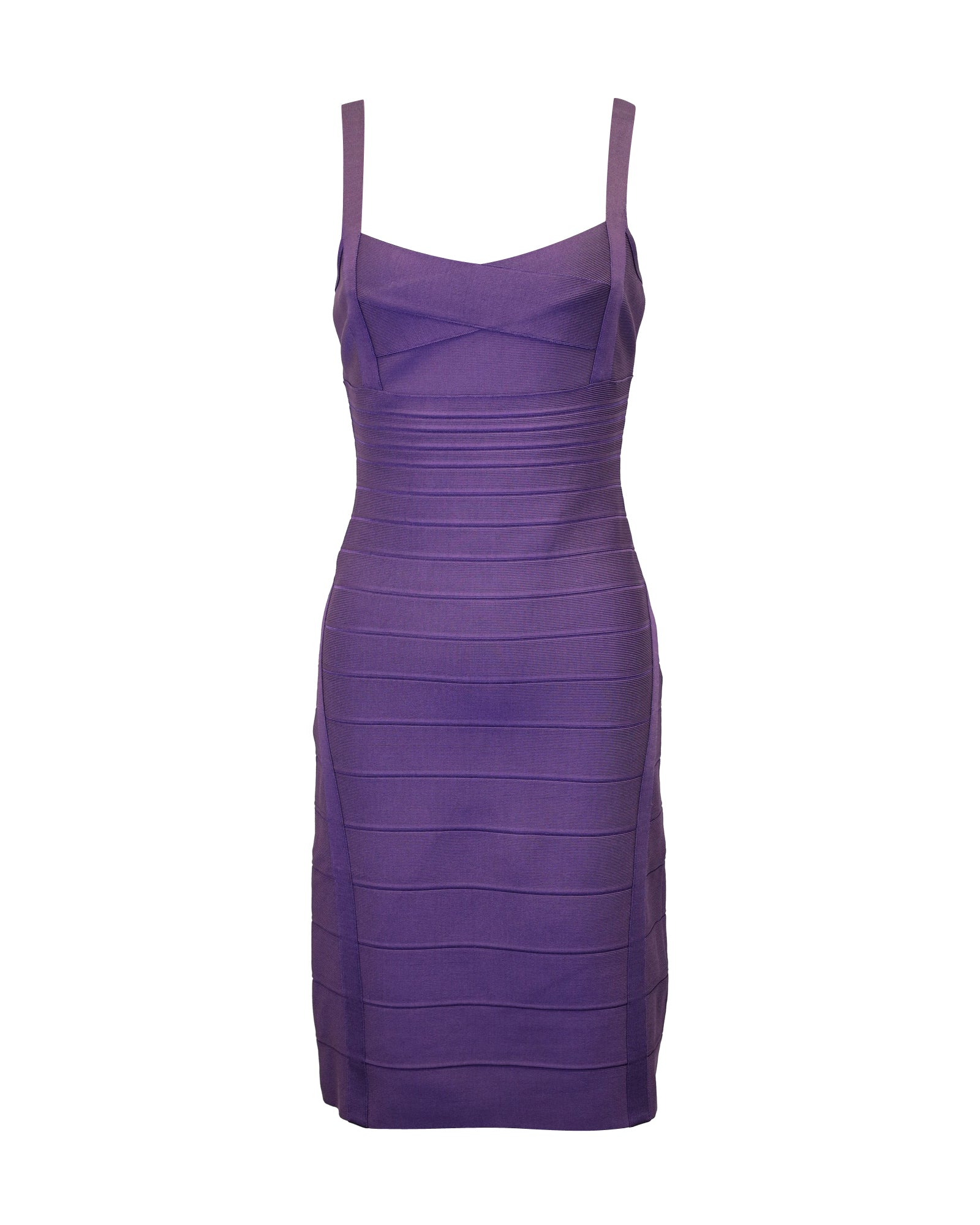 Image of Herve Leger Sleeveless Bandage Dress in Purple Rayon